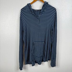 Prana Women's Navy Striped Sol Protect Hoodie Size Xlarge